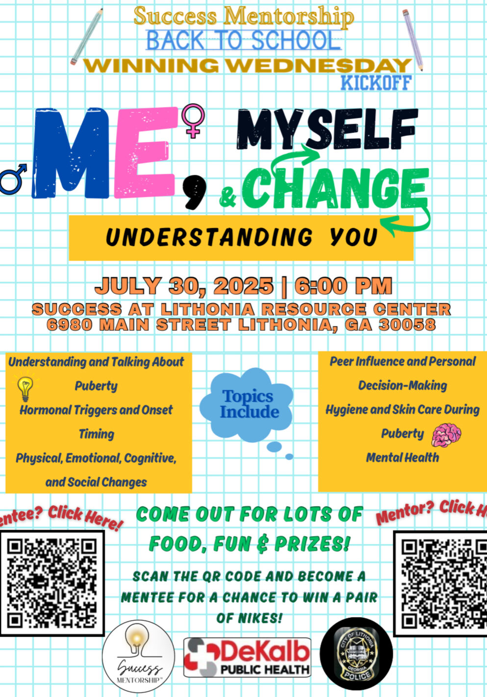 Poster for an upcoming Success mentorship program event on July 30th, 2025.